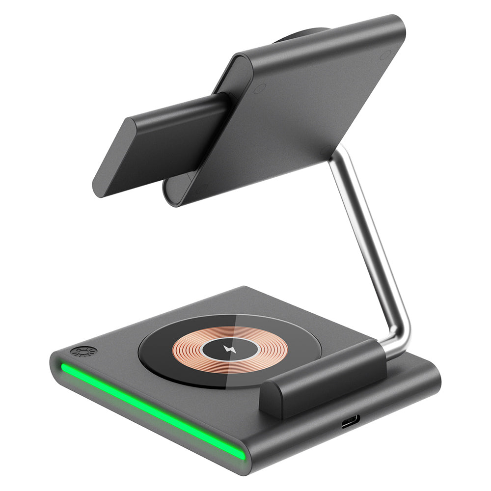 WIWU Wi-W023 For iPhone 12-15 Series iWatch AirPods 3-in-1 Desktop Charging Stand 15W Phone Magnetic Wireless Charger WIWU Wi-W023 For iPhone 12-15 Series iWatch AirPods 3-in-1 Desktop Charging Stand 15W Phone Magnetic Wireless Charger